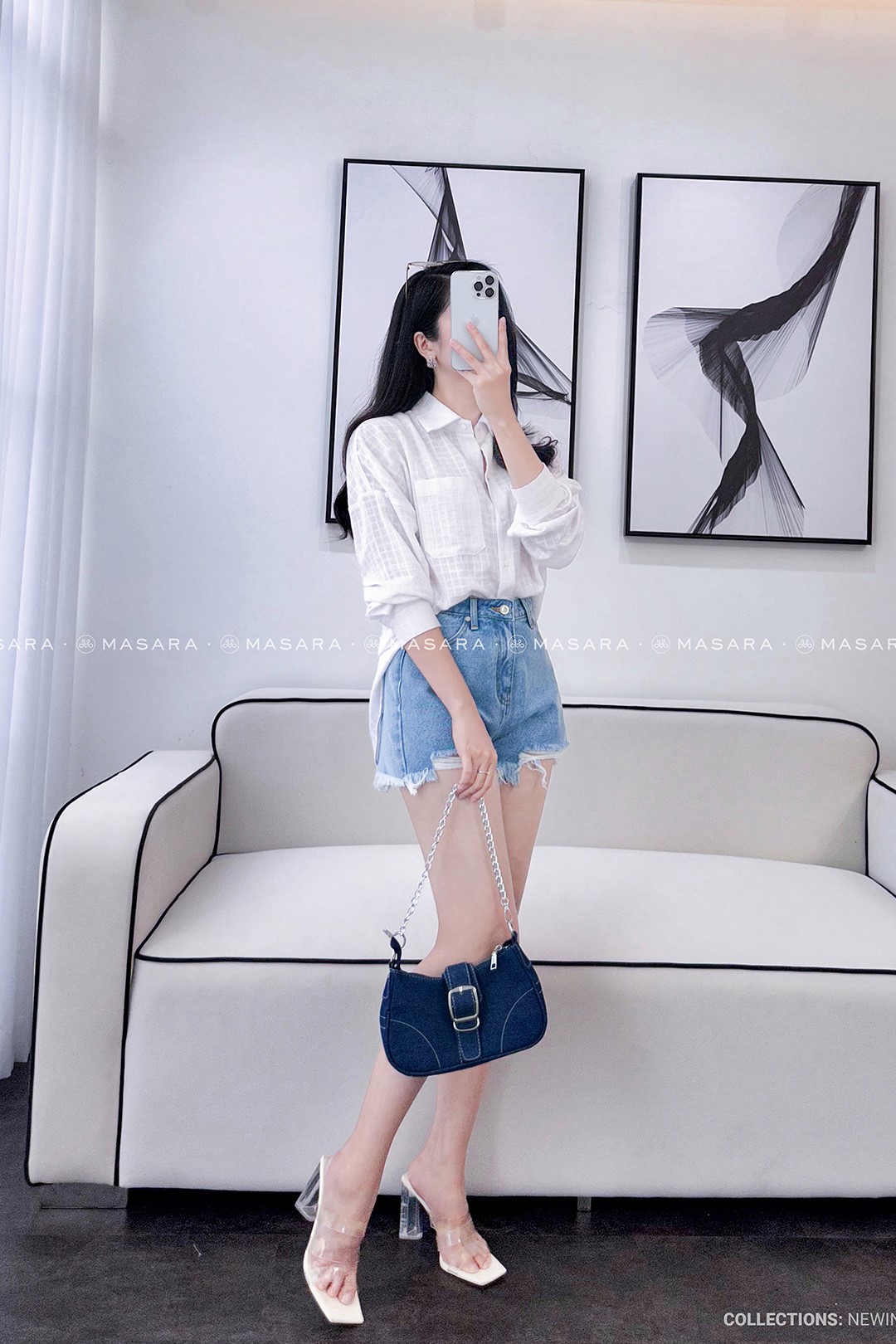 SƠ MI TRẮNG COTTON ĐŨI Ô VUÔNG