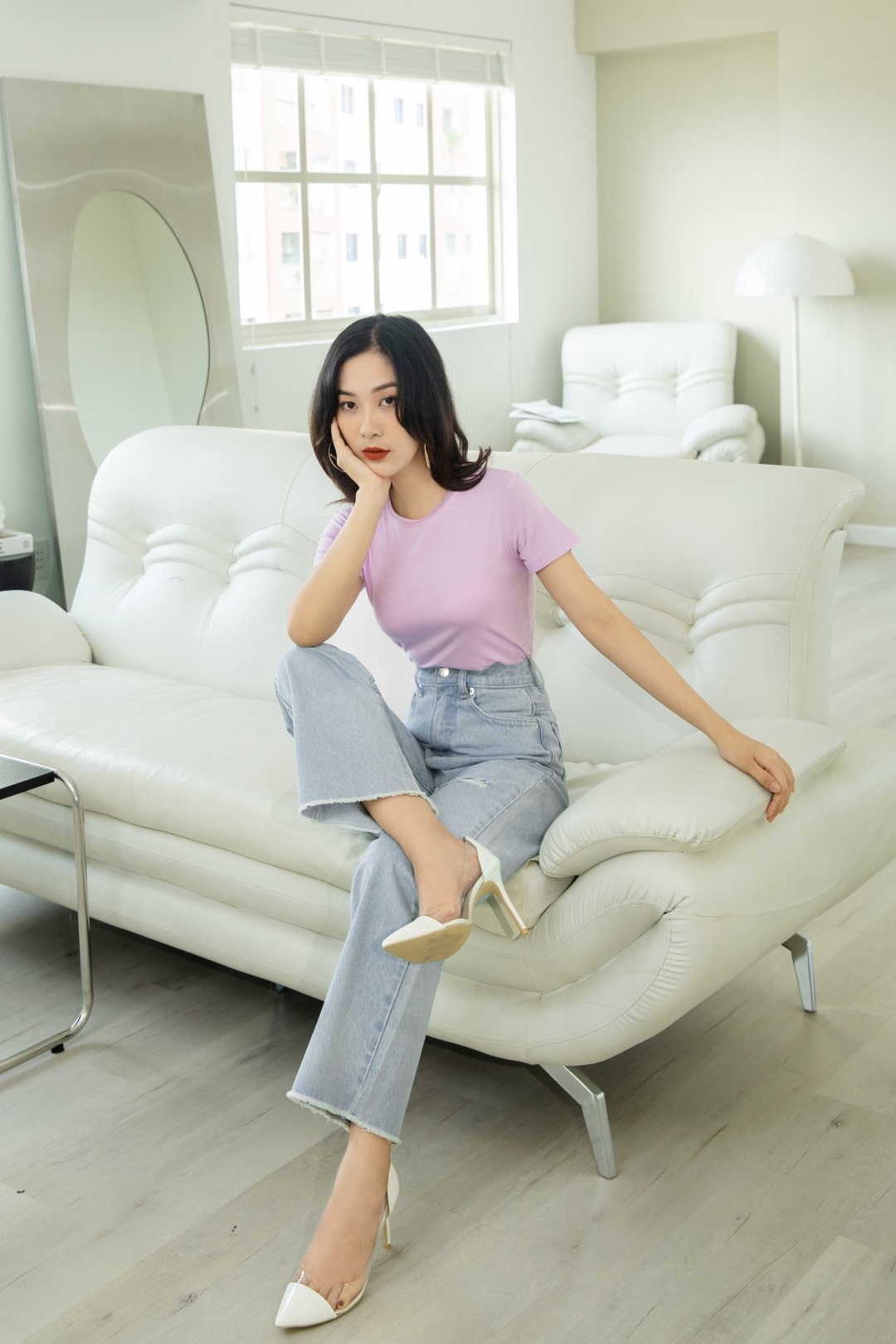 THUN VISSCO CỔ TRÒN MÀU TÍM