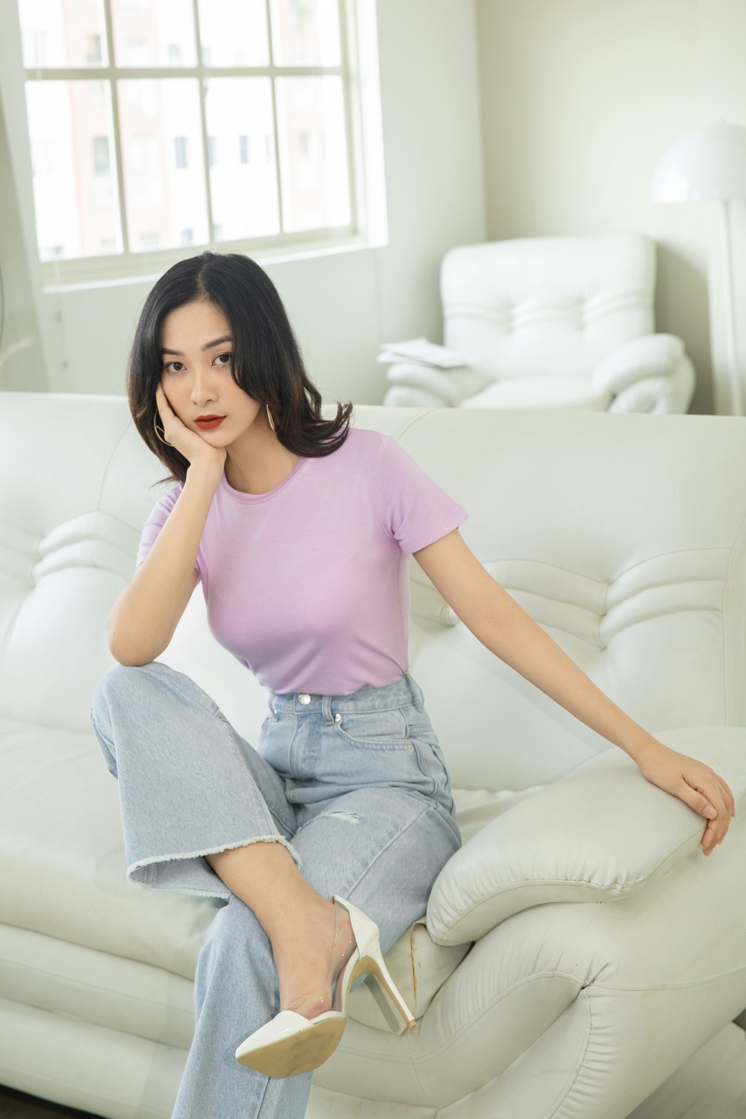 THUN VISSCO CỔ TRÒN MÀU TÍM