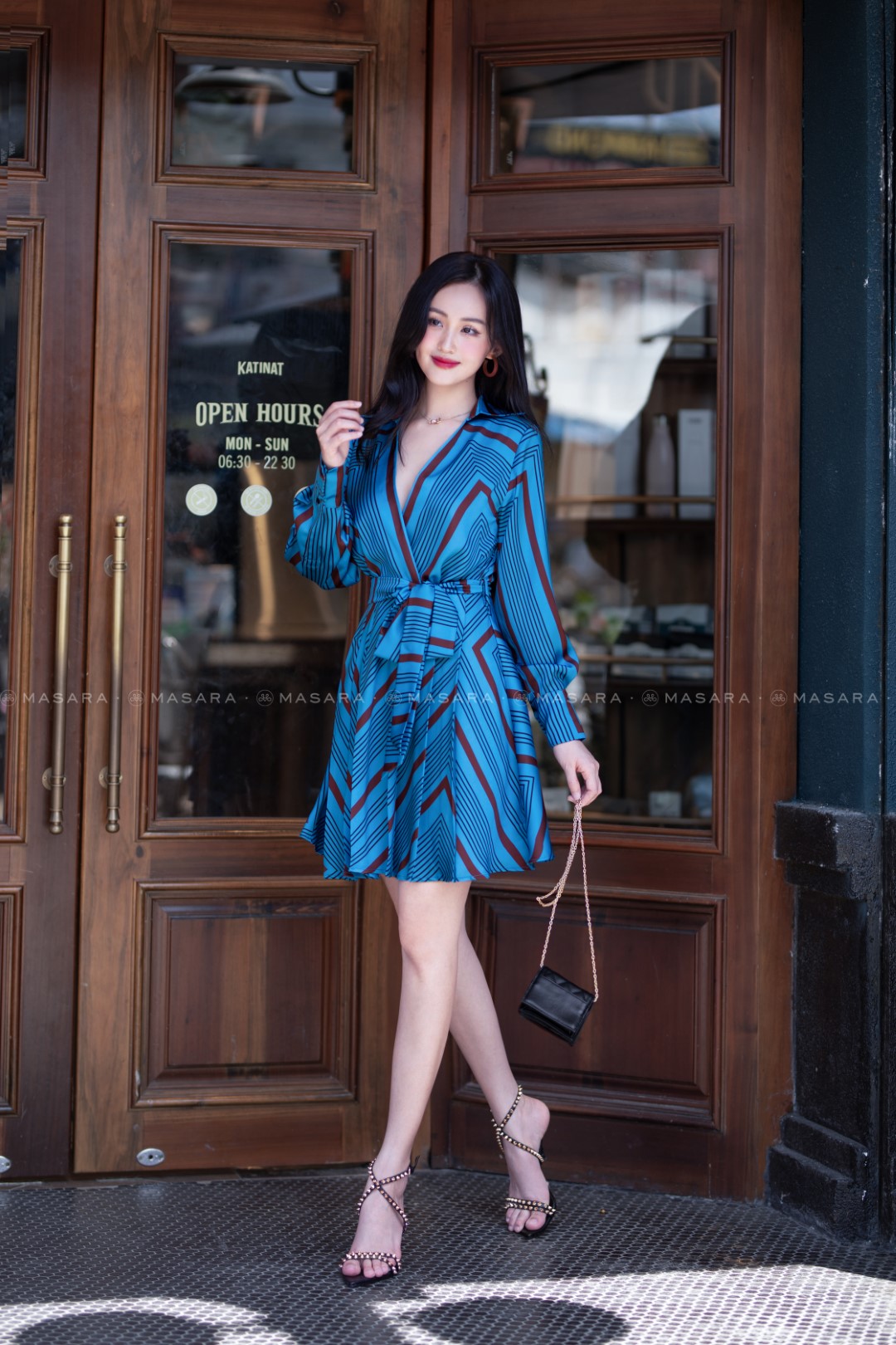 ĐẦM LỤA KẺ Ô XANH NÂU