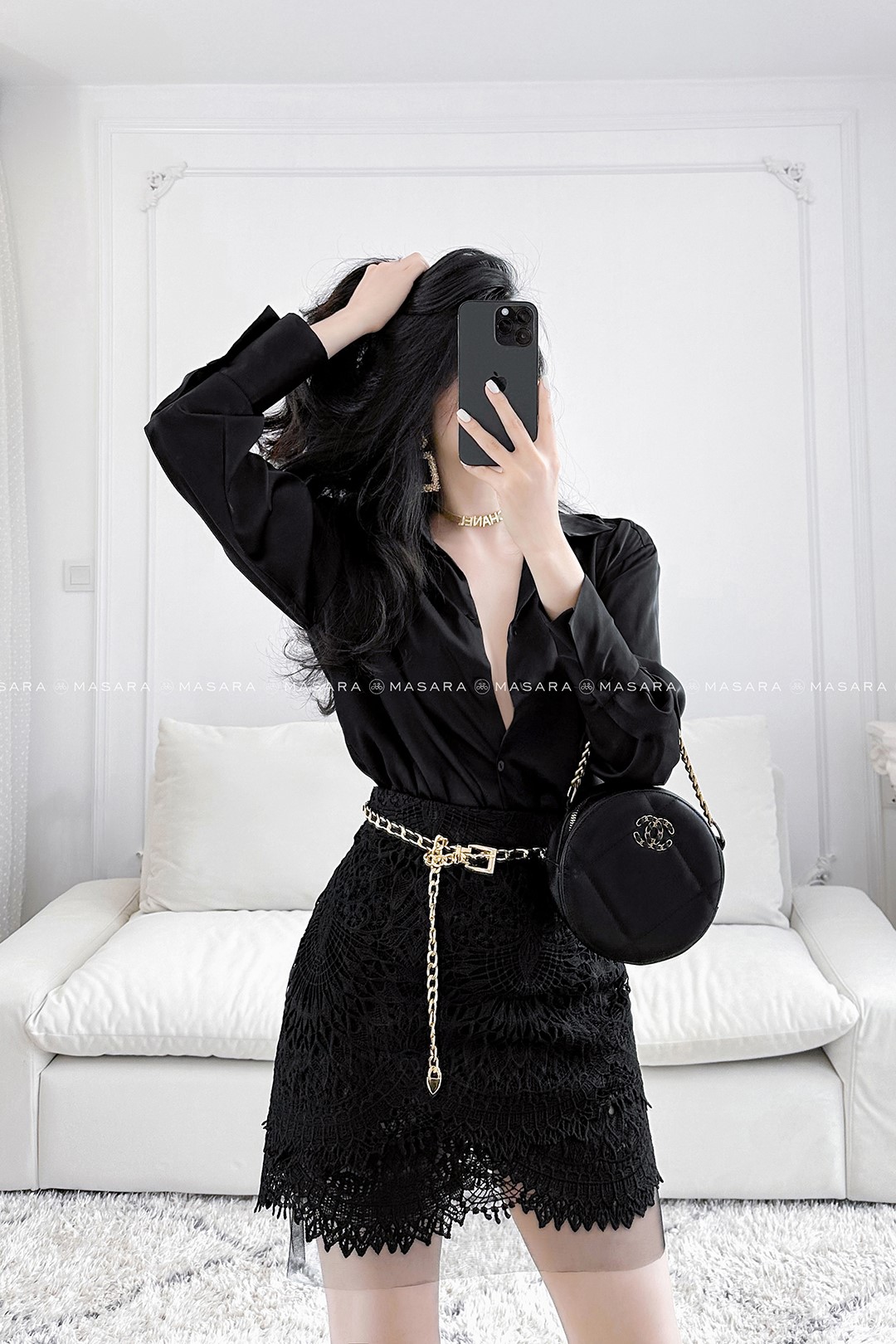 SƠ MI LỤA ĐEN FORM RỘNG