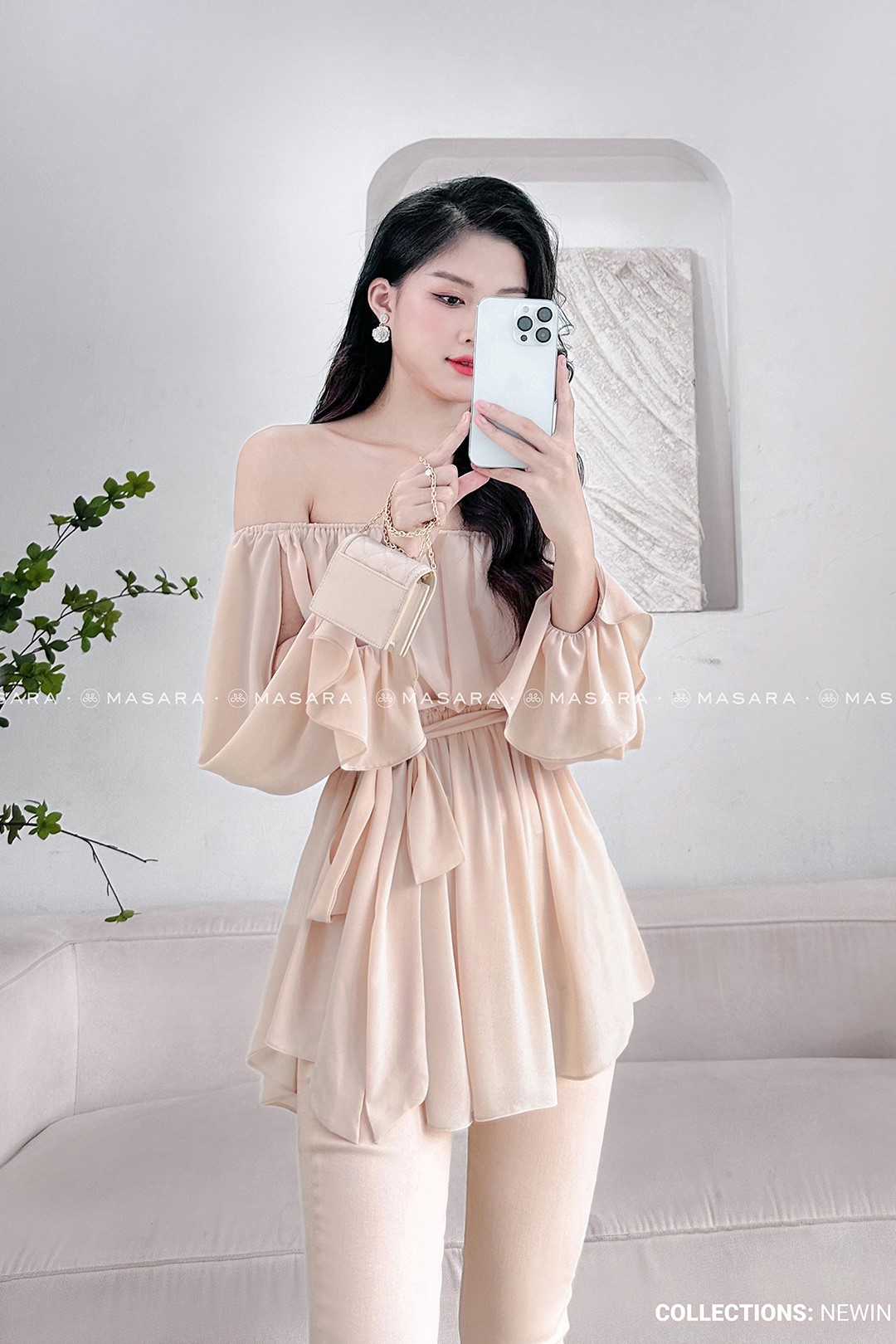 ÁO TẰM Ý NUDE TRỄ VAI + DÂY NƠ