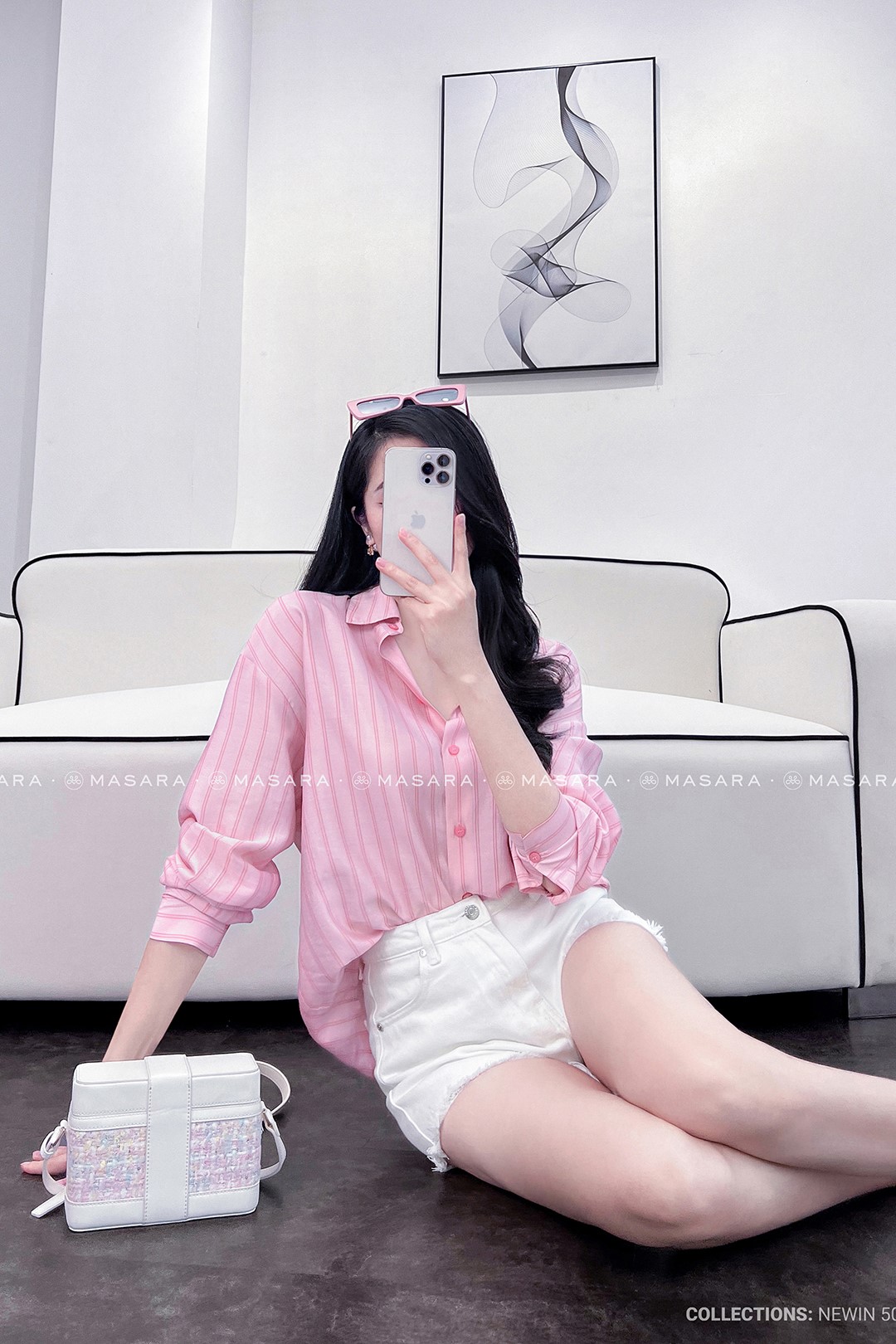SƠ MI LỤA KẺ HỒNG