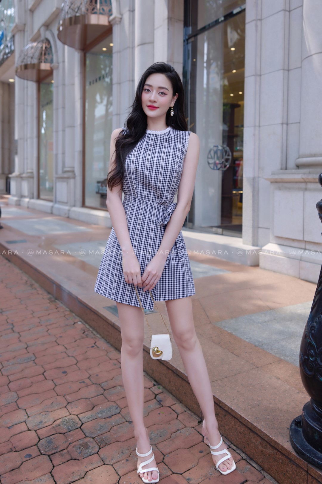 ĐẦM THÔ THÊU PHỐI REN TRẮNG ĐẮP XÉO