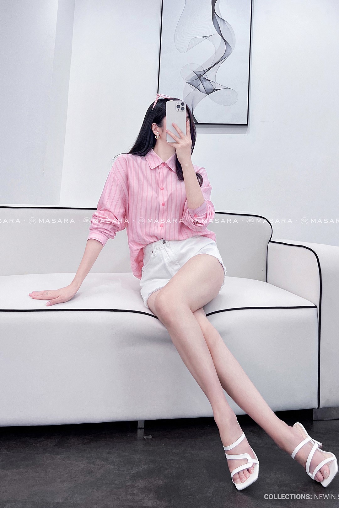 SƠ MI LỤA KẺ HỒNG