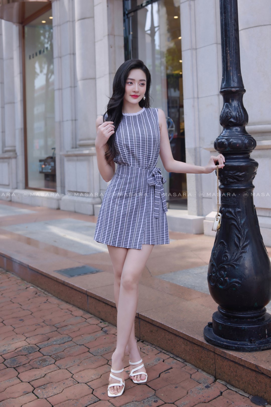 ĐẦM THÔ THÊU PHỐI REN TRẮNG ĐẮP XÉO