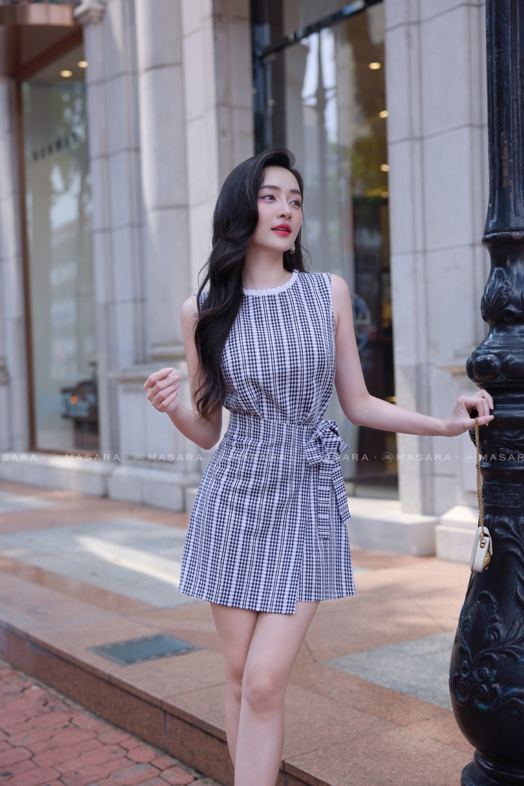 ĐẦM THÔ THÊU PHỐI REN TRẮNG ĐẮP XÉO