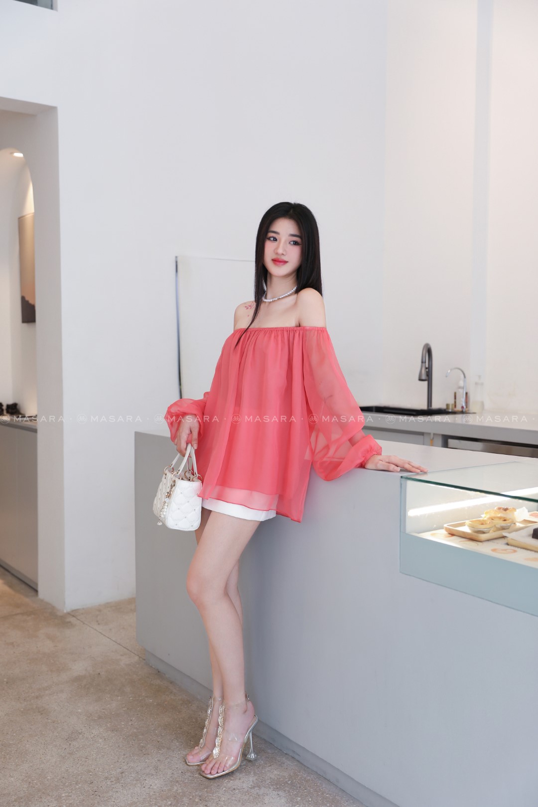 ÁO TRỄ VAI TƠ HỒNG CAM