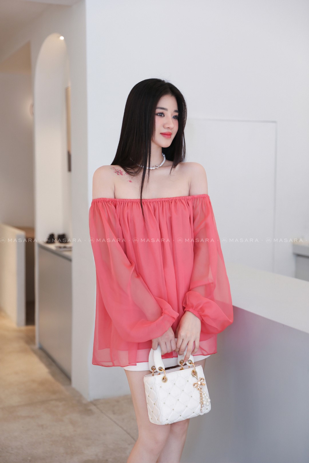 ÁO TRỄ VAI TƠ HỒNG CAM
