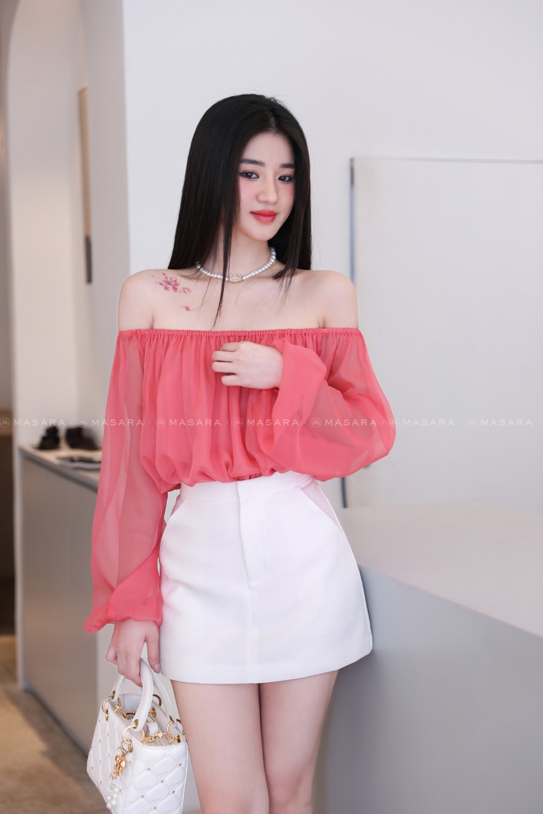 ÁO TRỄ VAI TƠ HỒNG CAM