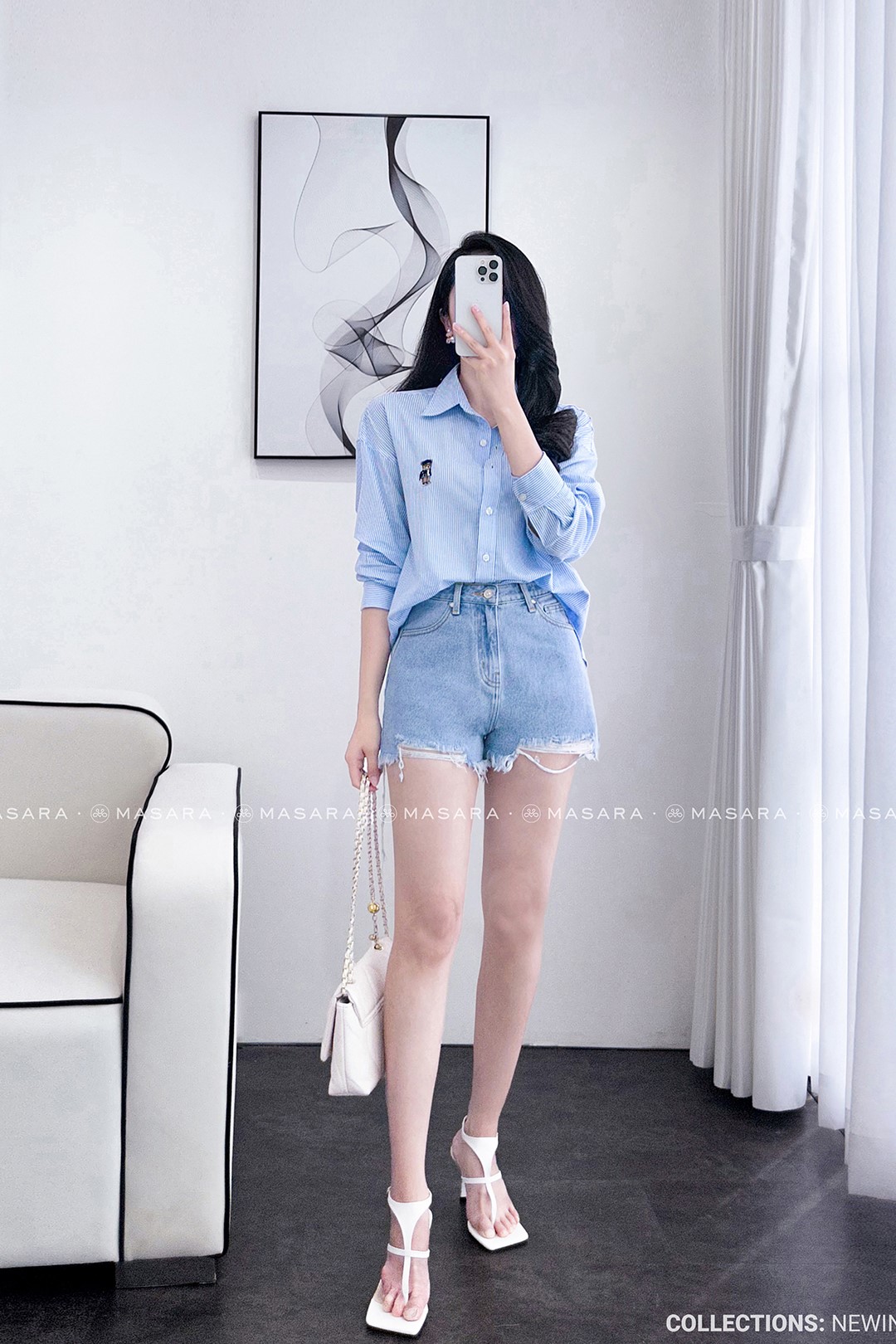 QUẦN JEAN SHORT XANH TUA RUA NEW