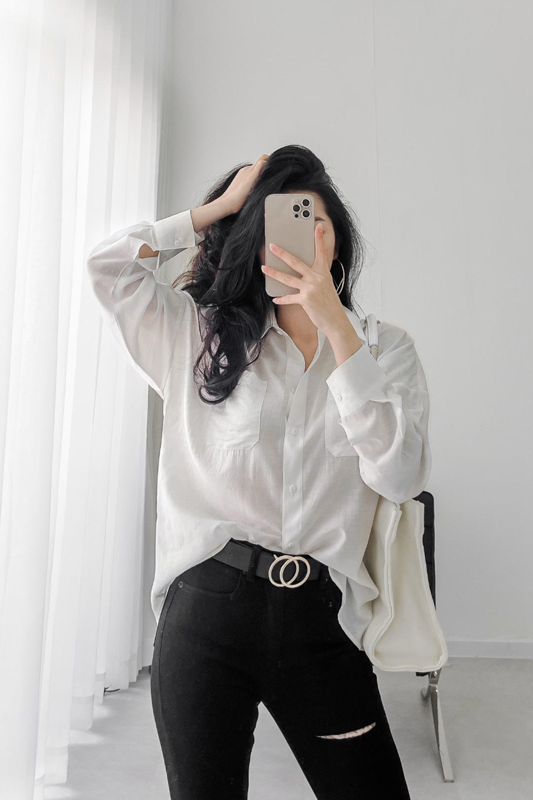 QUẦN JEAN SKINNY RÁCH ĐÙI ĐEN