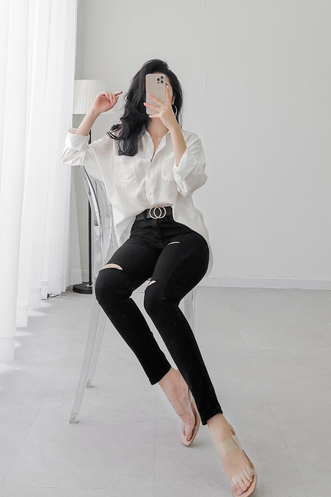 ÁO LỤA TƠ NHẬT MÀU TRẮNG 2 TÚI
