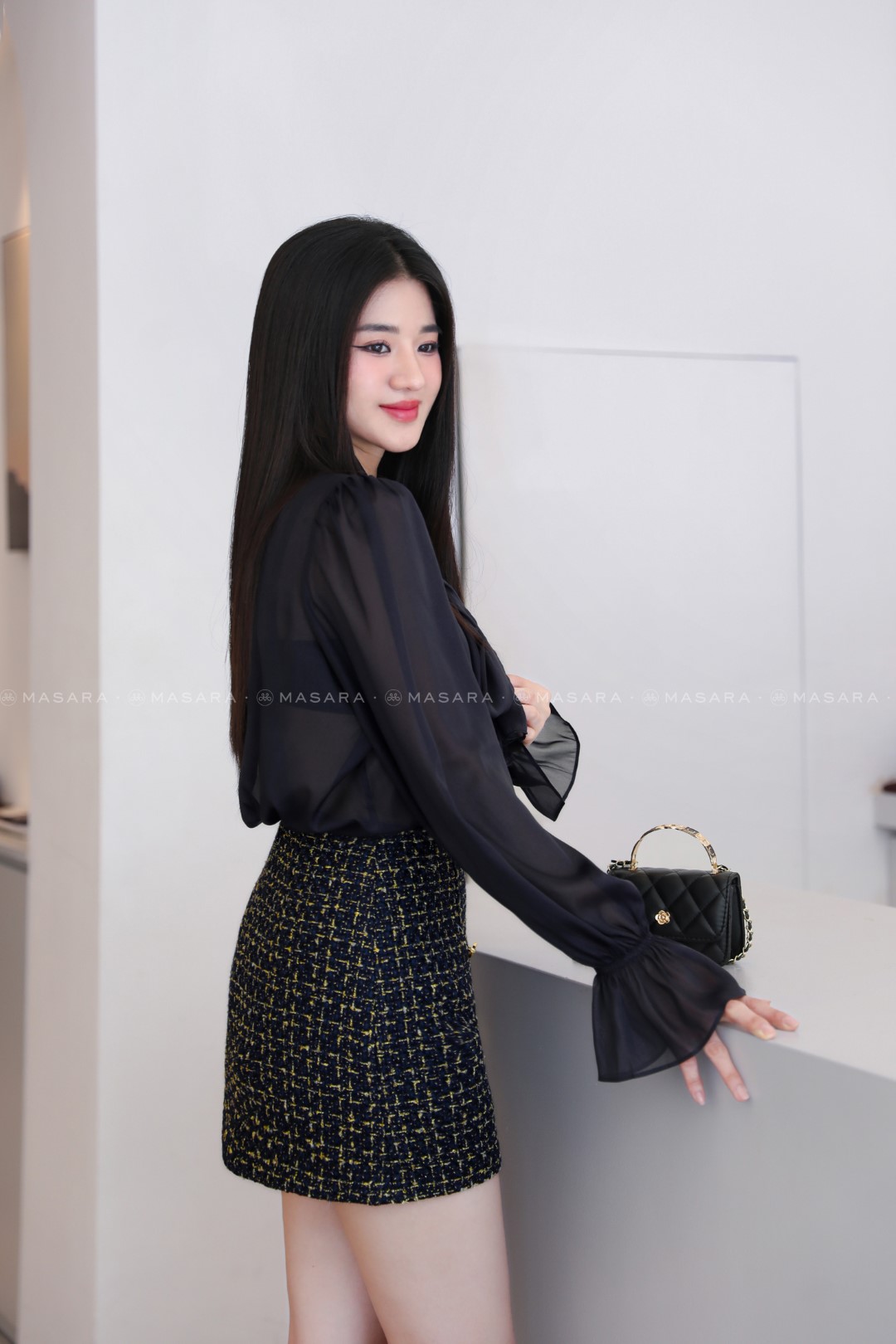 ÁO TƠ XANH TÍM THAN NƠ CỔ