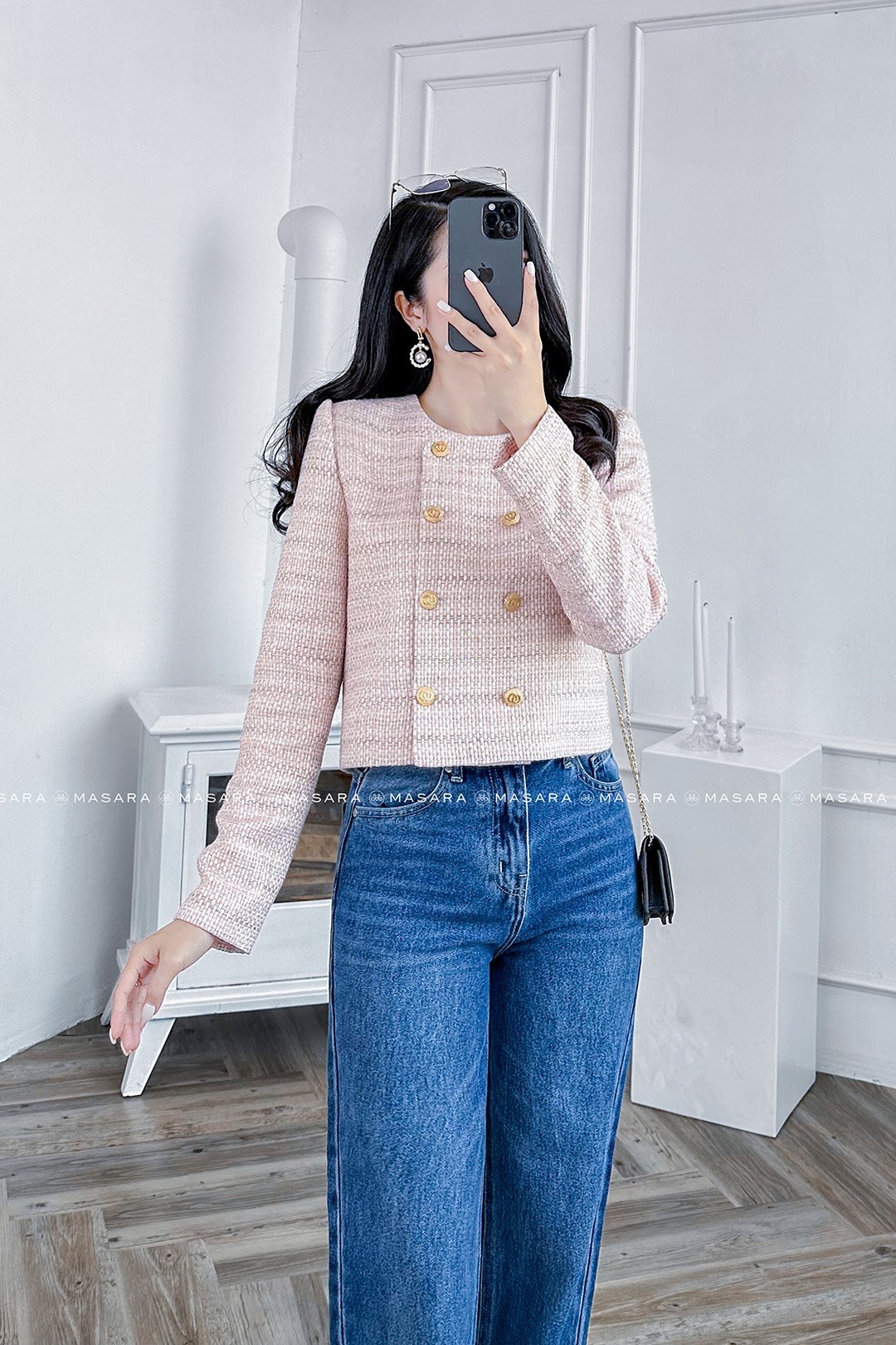 ÁO VEST 2 HÀNG NÚT MÀU HỒNG NHẠT