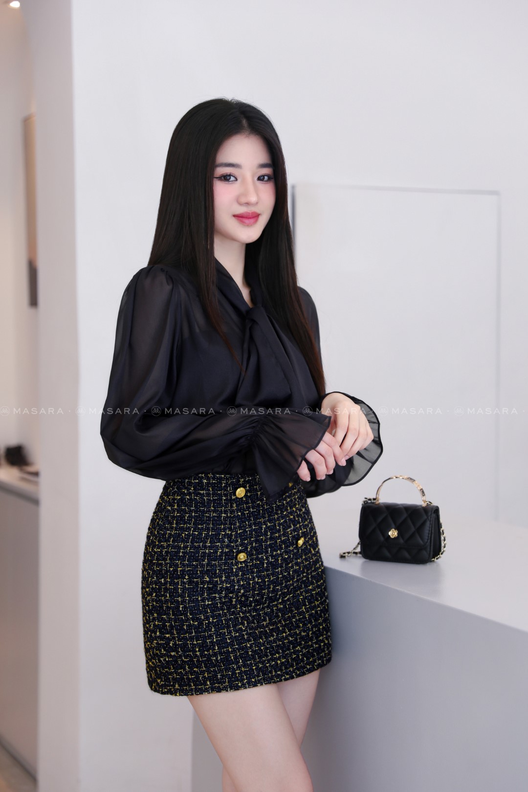 ÁO TƠ XANH TÍM THAN NƠ CỔ