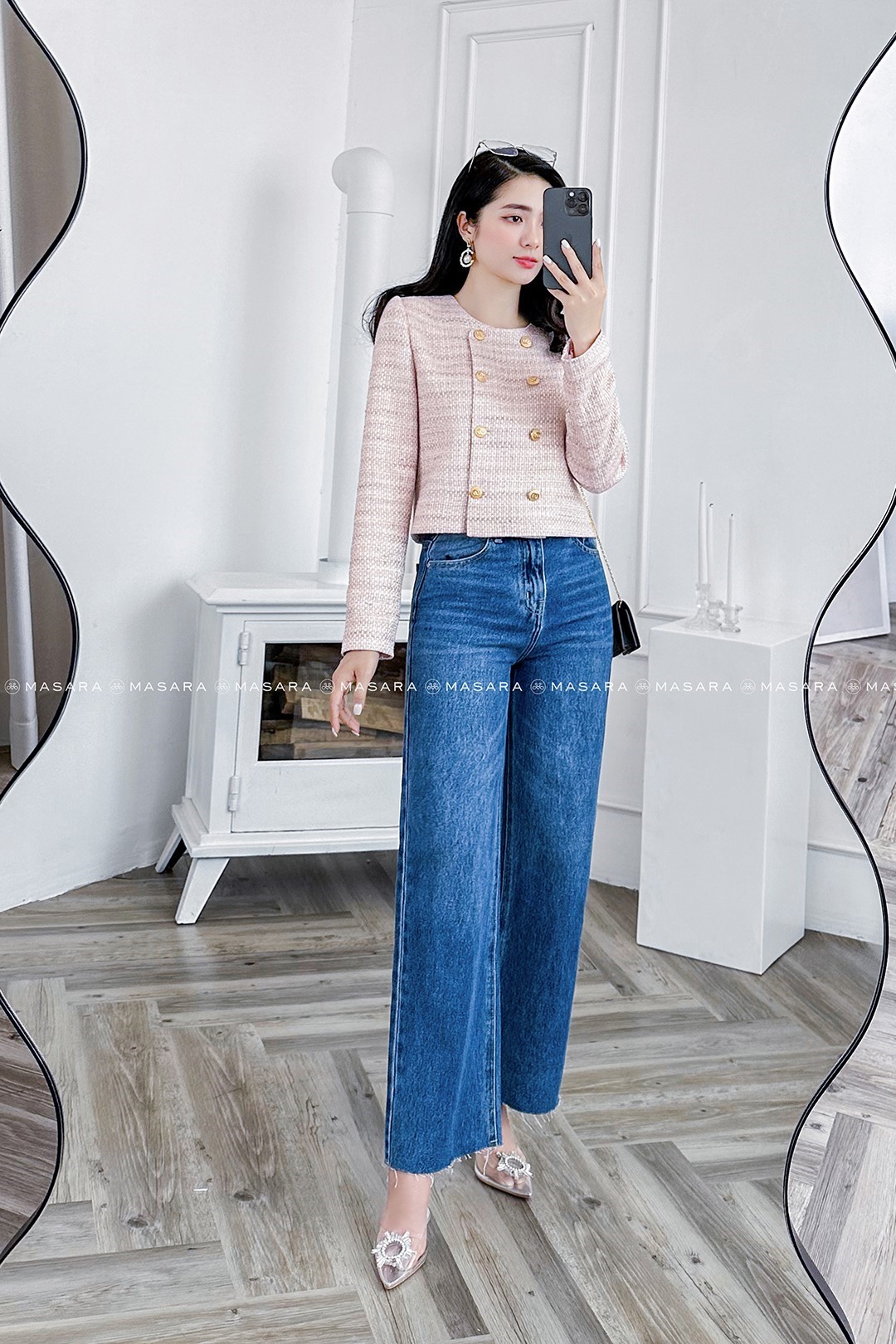 ÁO VEST 2 HÀNG NÚT MÀU HỒNG NHẠT