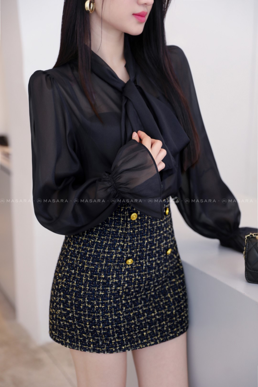 ÁO TƠ XANH TÍM THAN NƠ CỔ
