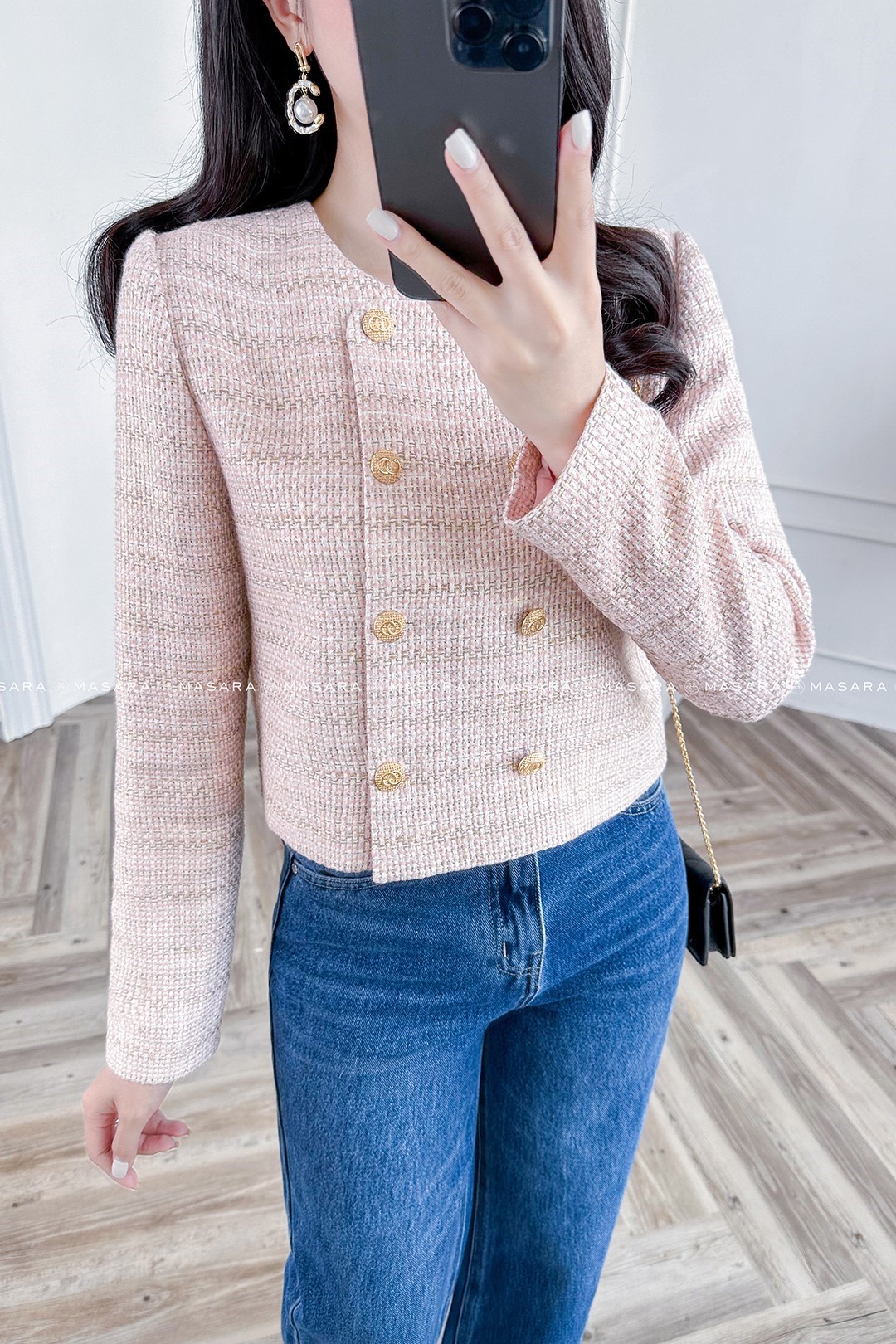 ÁO VEST 2 HÀNG NÚT MÀU HỒNG NHẠT