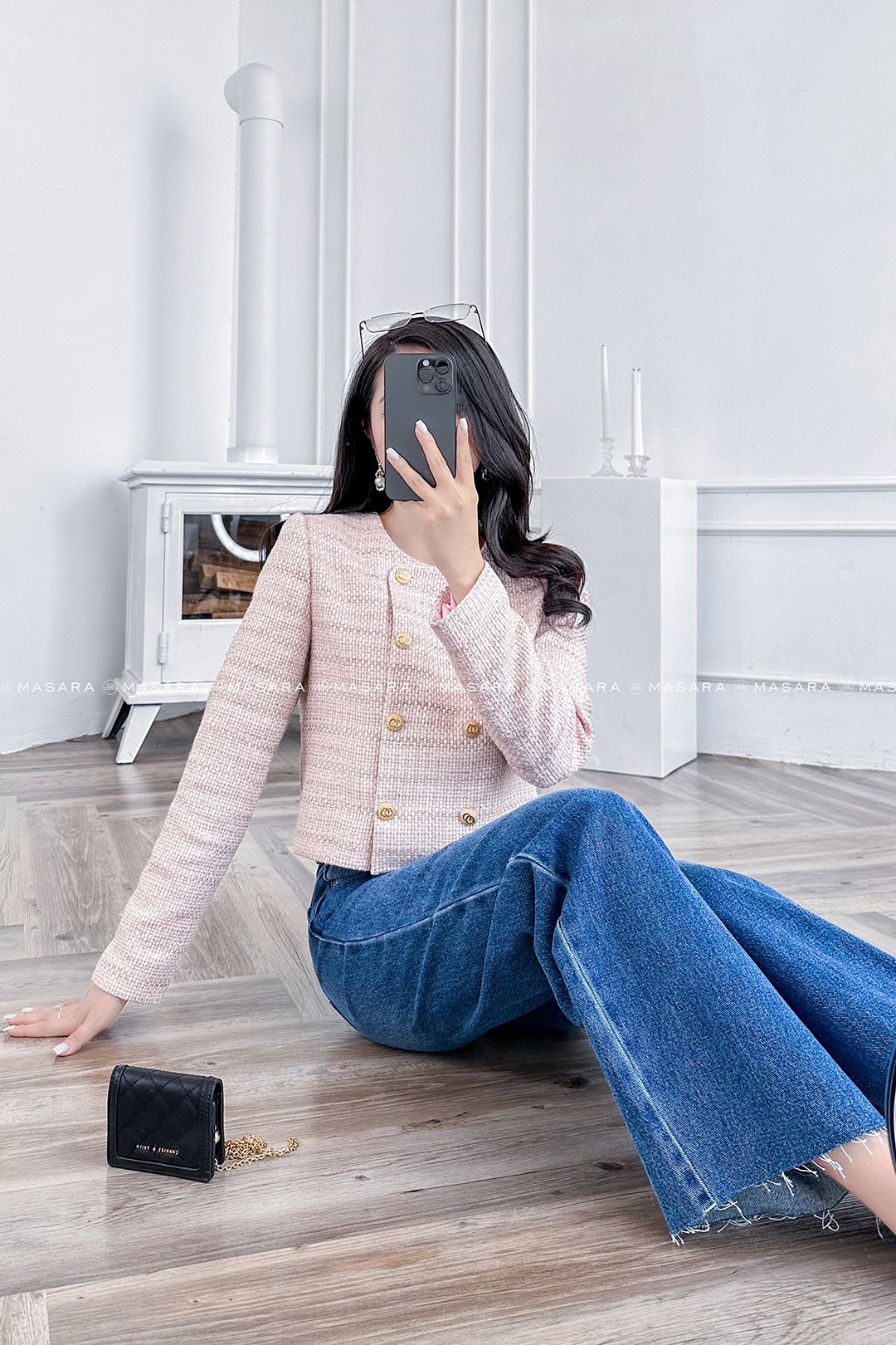 ÁO VEST 2 HÀNG NÚT MÀU HỒNG NHẠT