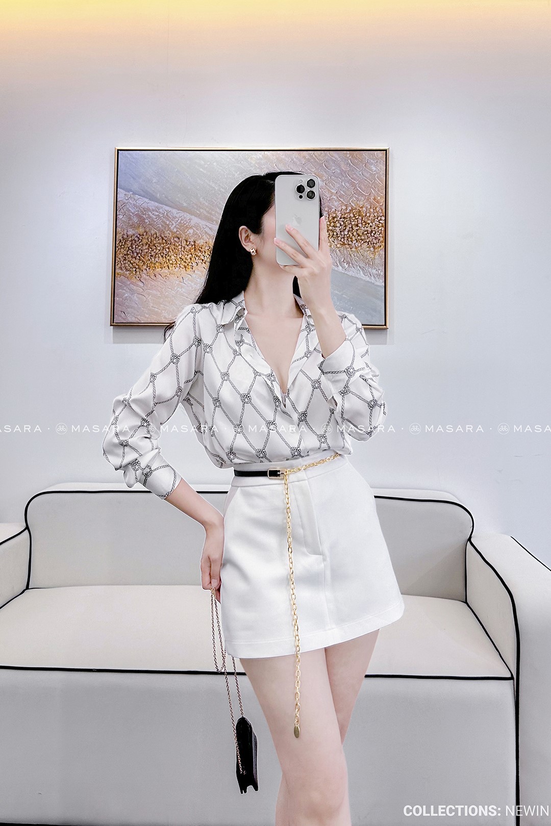 ÁO SƠ MI LỤA TRẮNG DÂY THỪNG