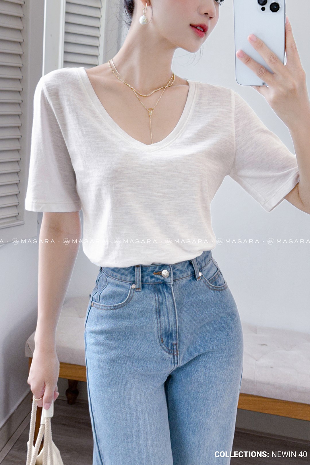 ÁO THUN XƯỢC CỔ  MÀU TRẮNG