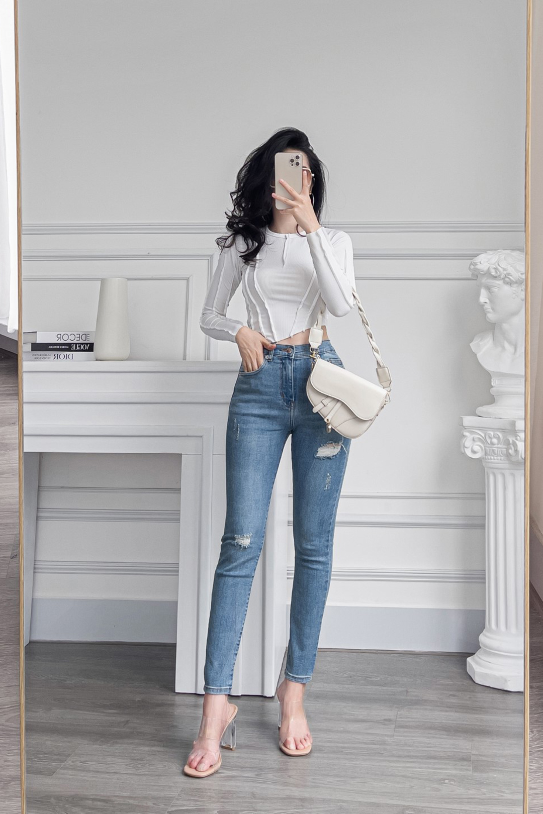 QUẦN JEAN SKINNY XƯỚC ĐÙI XANH NHẠT