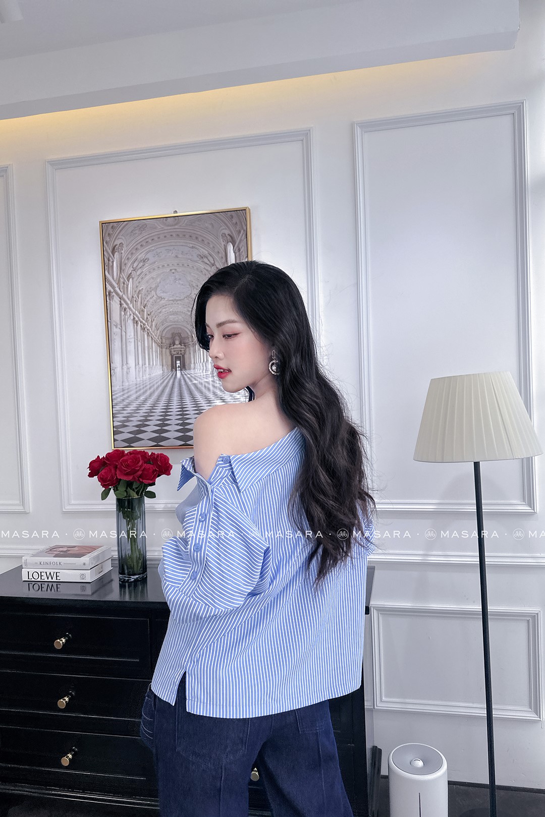 ÁO THÔ COTTON KẺ TRỄ VAI