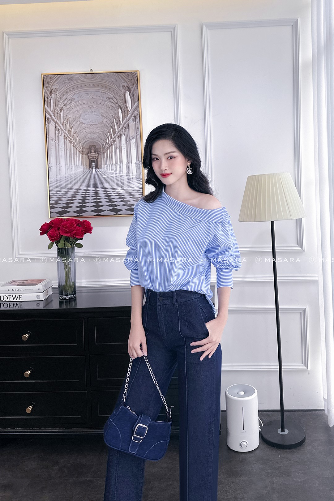 ÁO THÔ COTTON KẺ TRỄ VAI