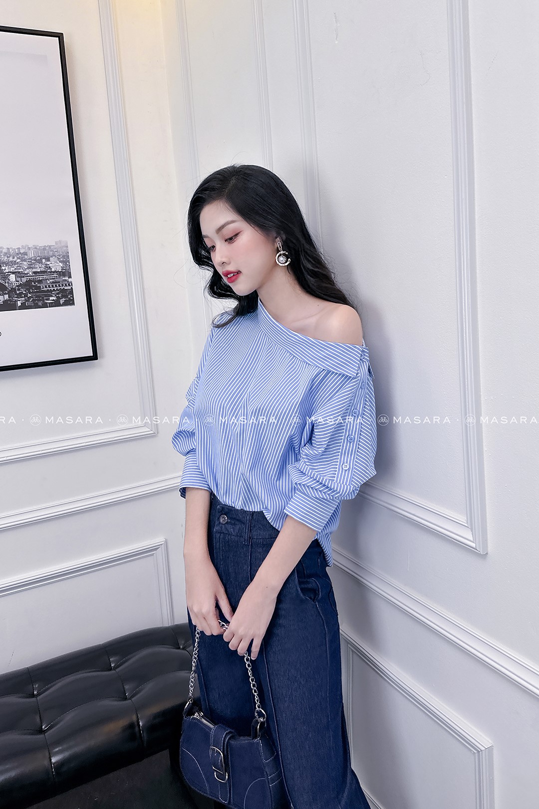 ÁO THÔ COTTON KẺ TRỄ VAI