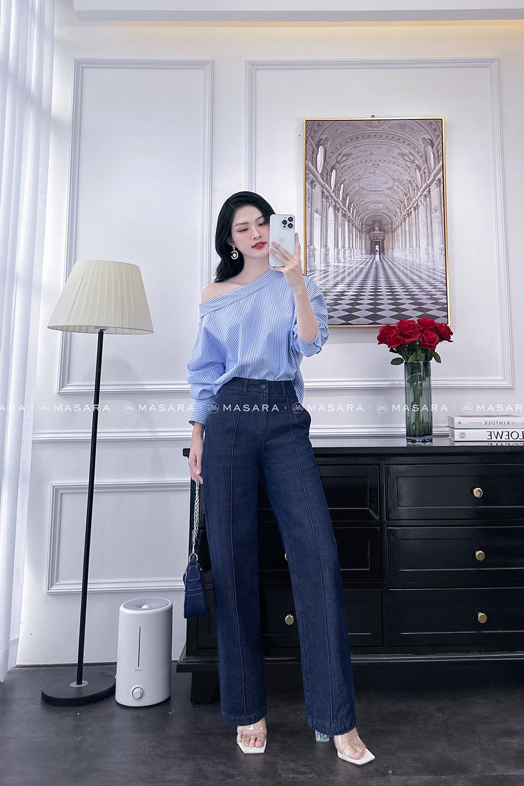 ÁO THÔ COTTON KẺ TRỄ VAI