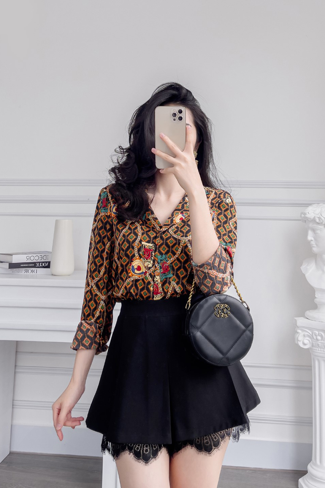 SƠ MI LỤA DANTON MÓC XÍCH NÂU