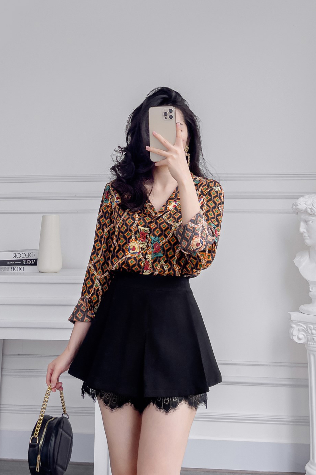 SƠ MI LỤA DANTON MÓC XÍCH NÂU