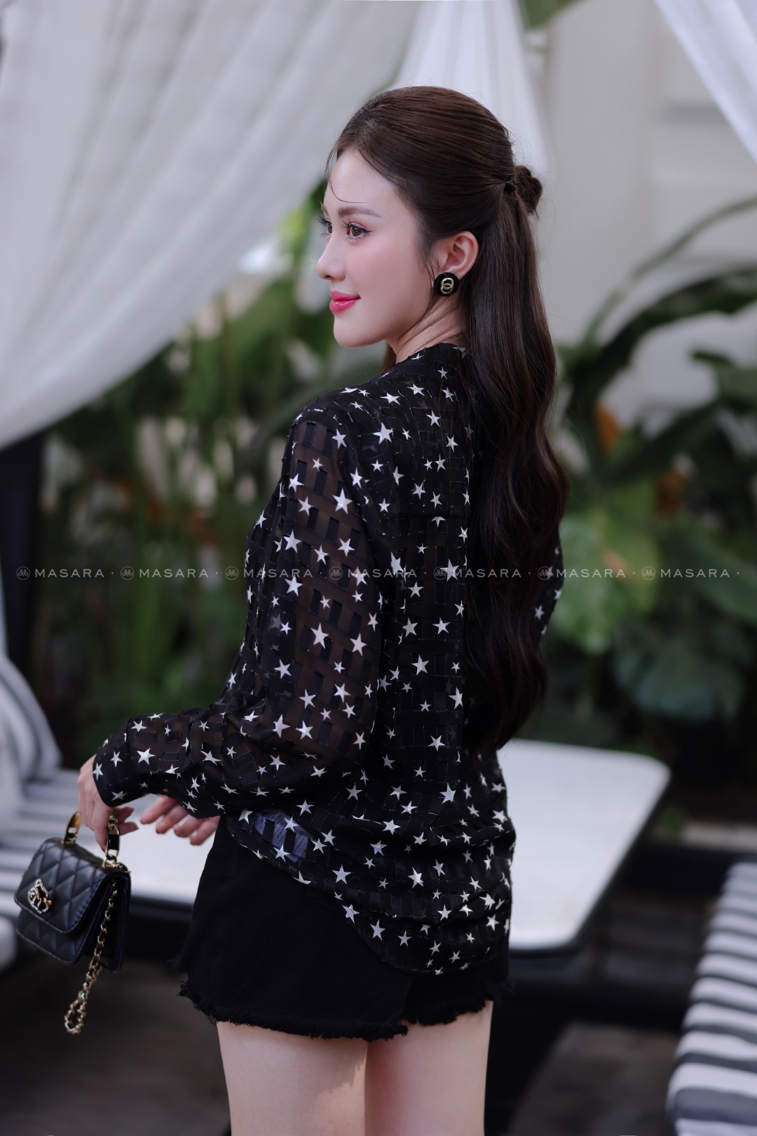 ÁO SƠ MI TẰM NGÔI SAO NHÍ ĐEN TRẮNG