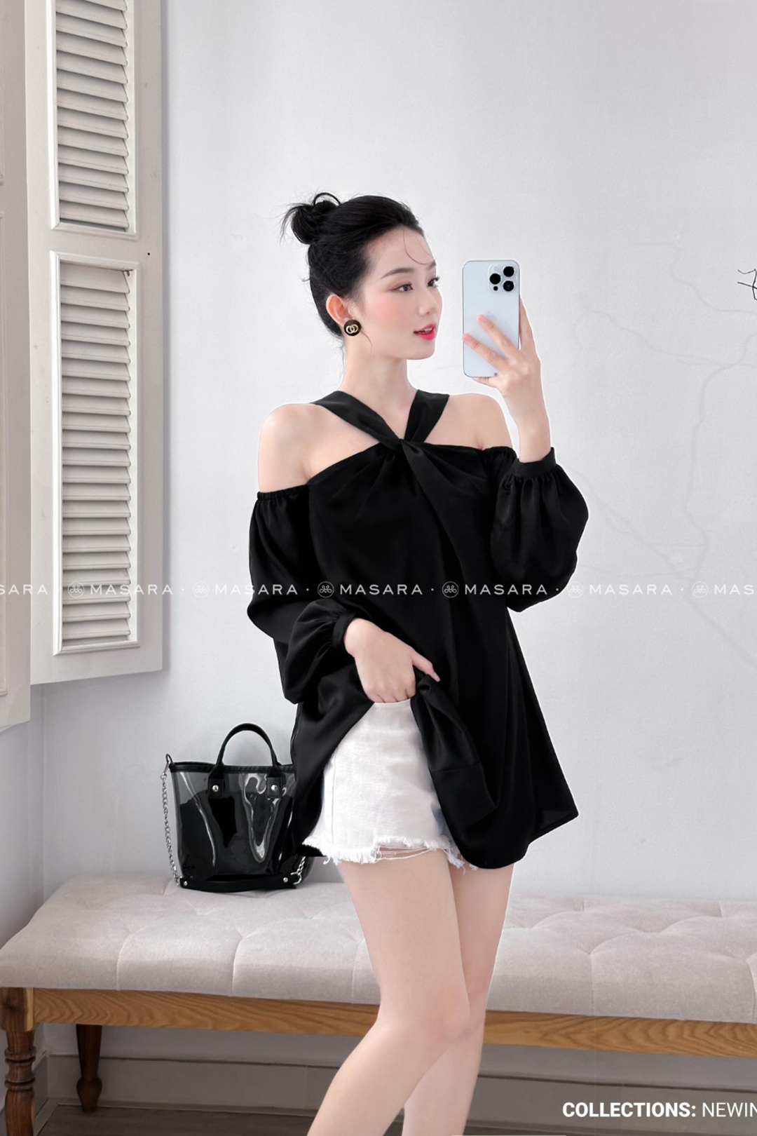 ÁO LỤA YẾM ĐEN DÁNG DÀI