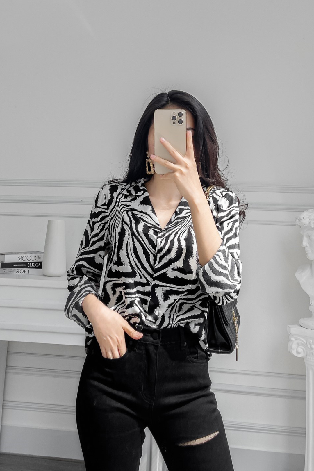 SƠ MI LỤA NGỰA VẰN CỔ DAN-TON