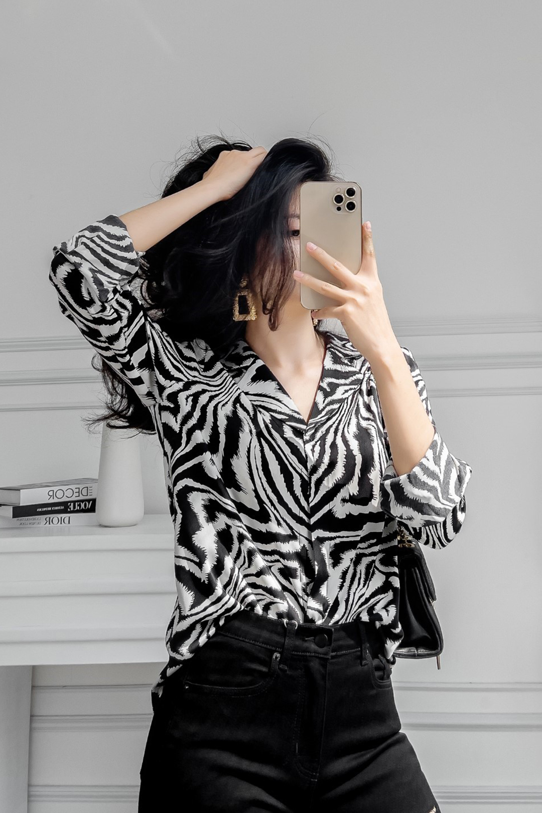 SƠ MI LỤA NGỰA VẰN CỔ DAN-TON