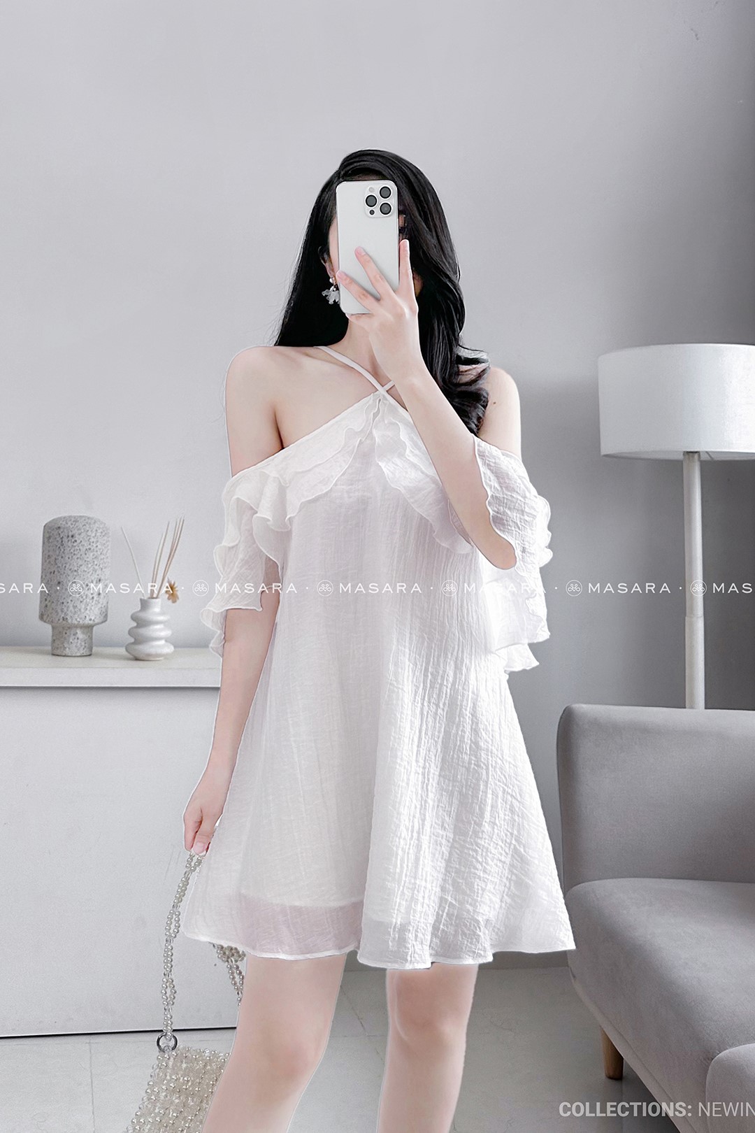 Set rời thiết kế áo yếm và chân váy trắng viền đen đẹp - JN31 - AloraShop21