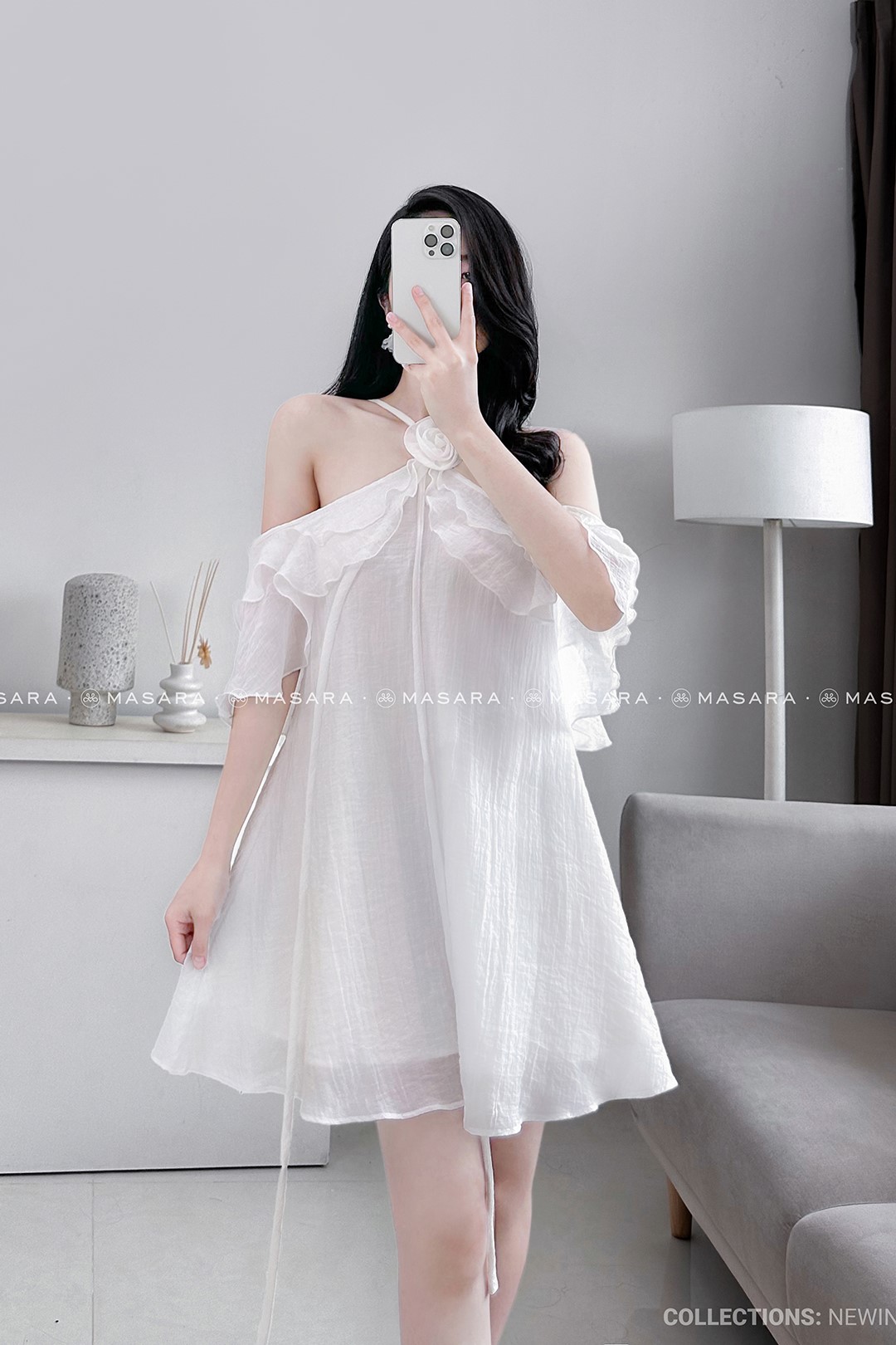 Set váy yếm babydoll đen kèm áo sơ mi trắng cổ nơ dễ thương xixeoshop - v181