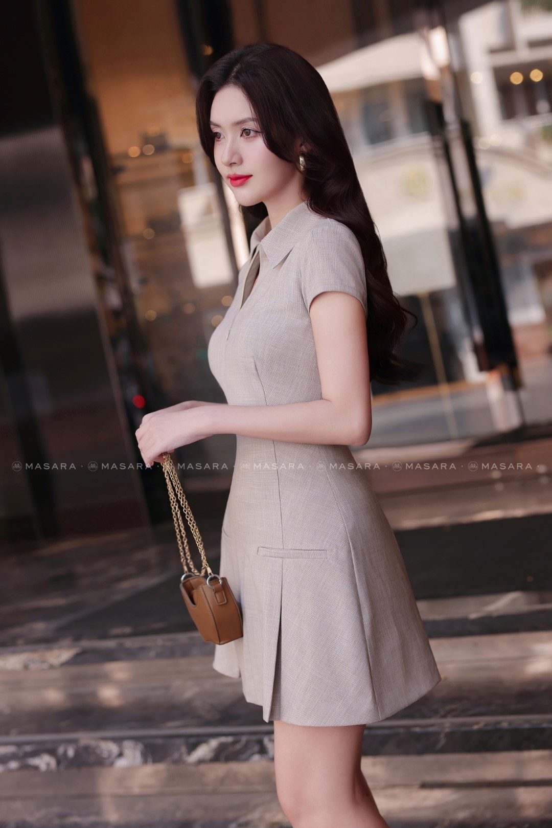 ĐẦM XÁM KEM BODY XẾP LY