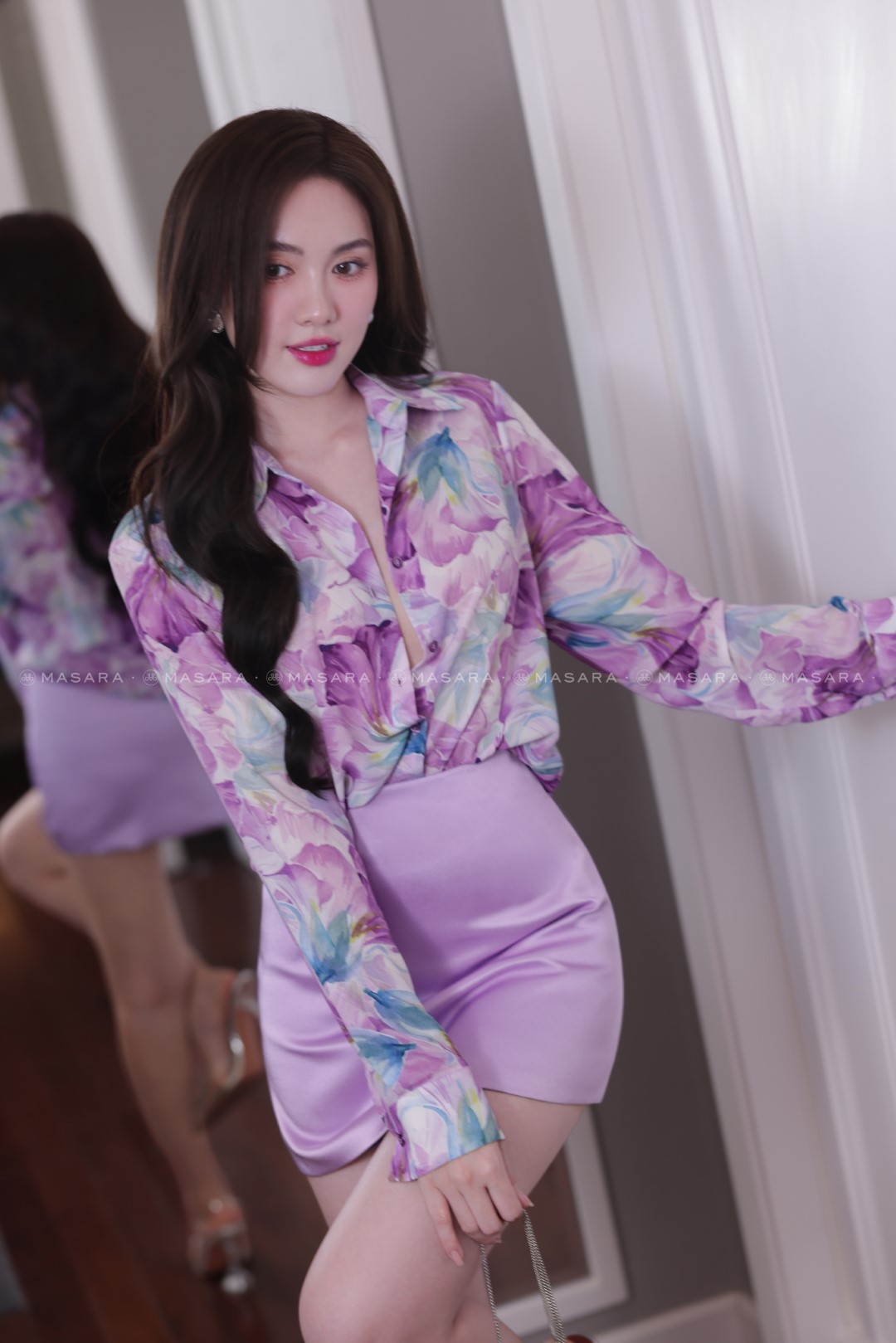ÁO SƠ MI HOA TÍM KHOAI MÔN
