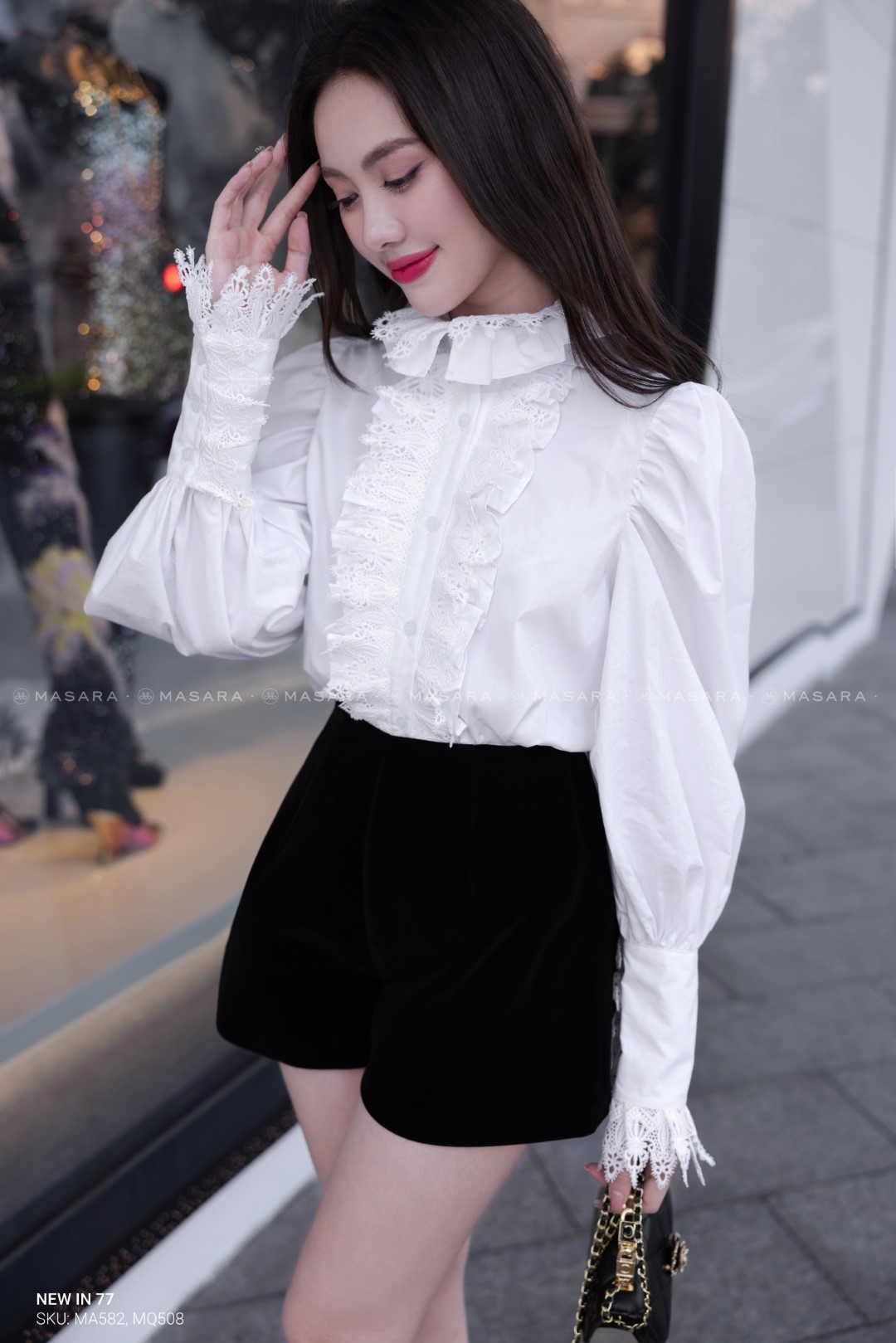 ÁO THÔ TRẮNG PHỐI REN BT