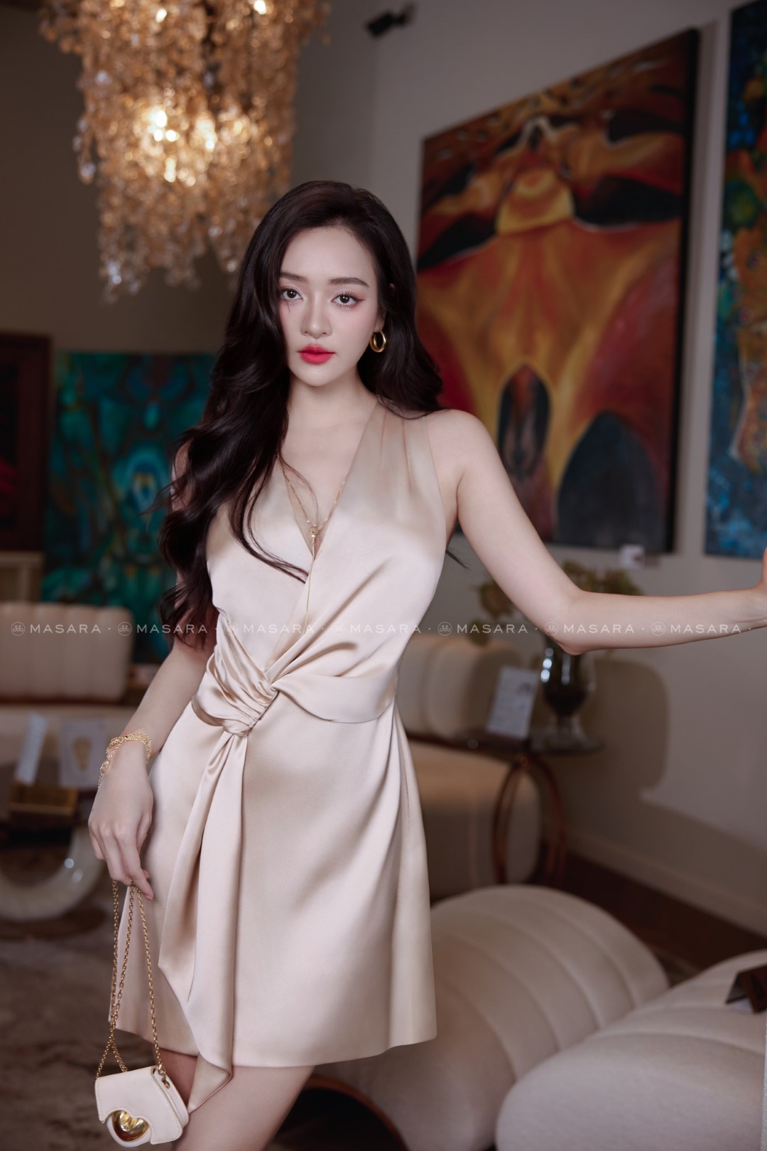 ĐẦM LỤA SA CHÂU KEM