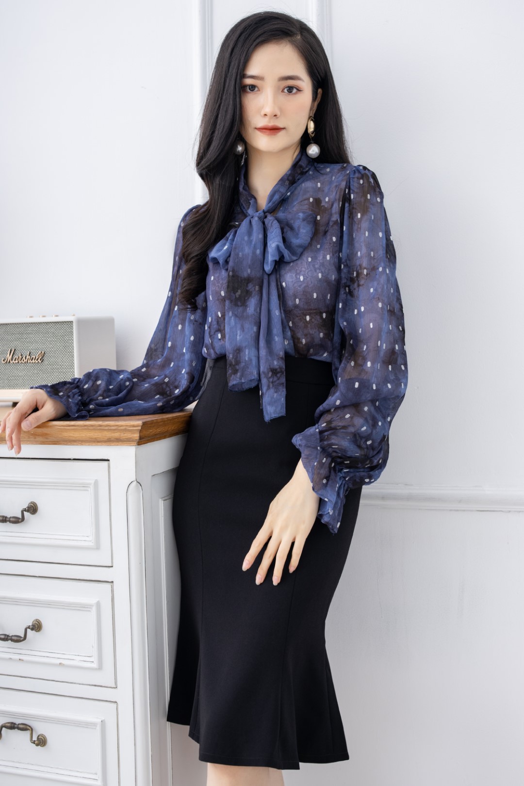 ÁO TƠ GÂN NƠ CỔ (XANH CỔ VỊT)