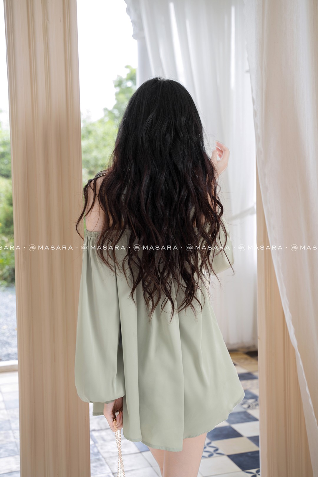 ÁO LỤA YẾM XANH MINT DÁNG DÀI
