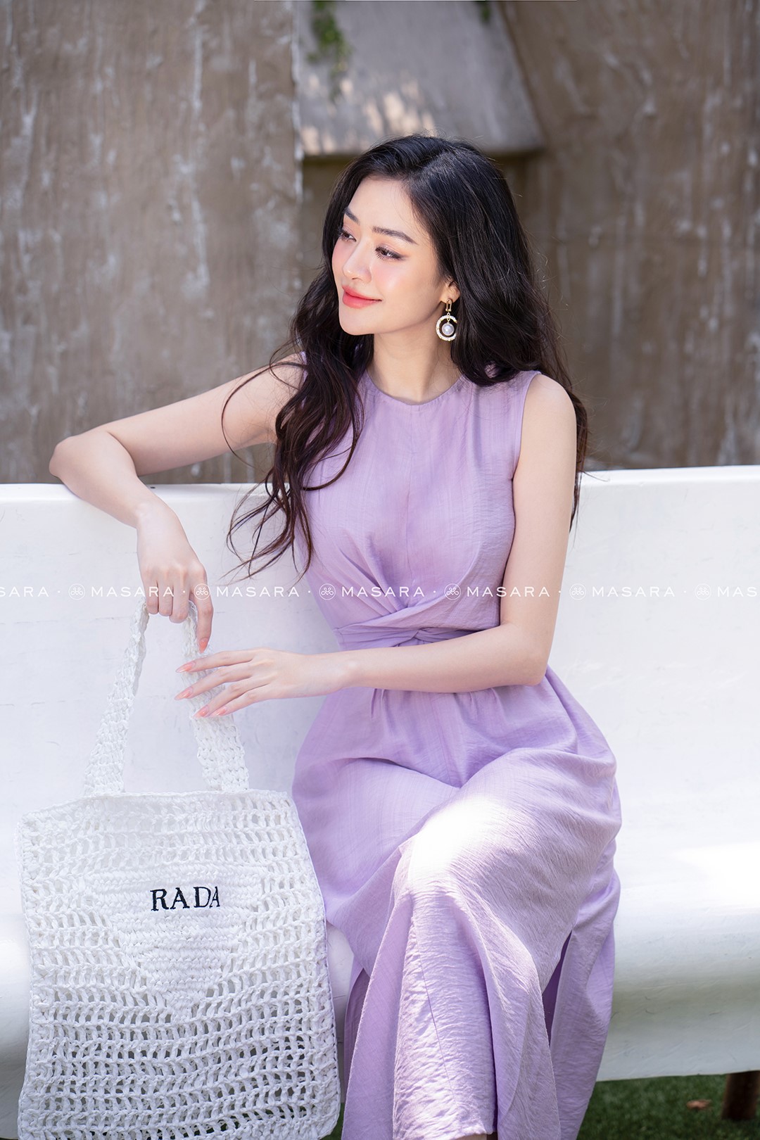 ĐẦM TẰM XƯỚC MỀM THẮT NƠ EO TÍM CÀ