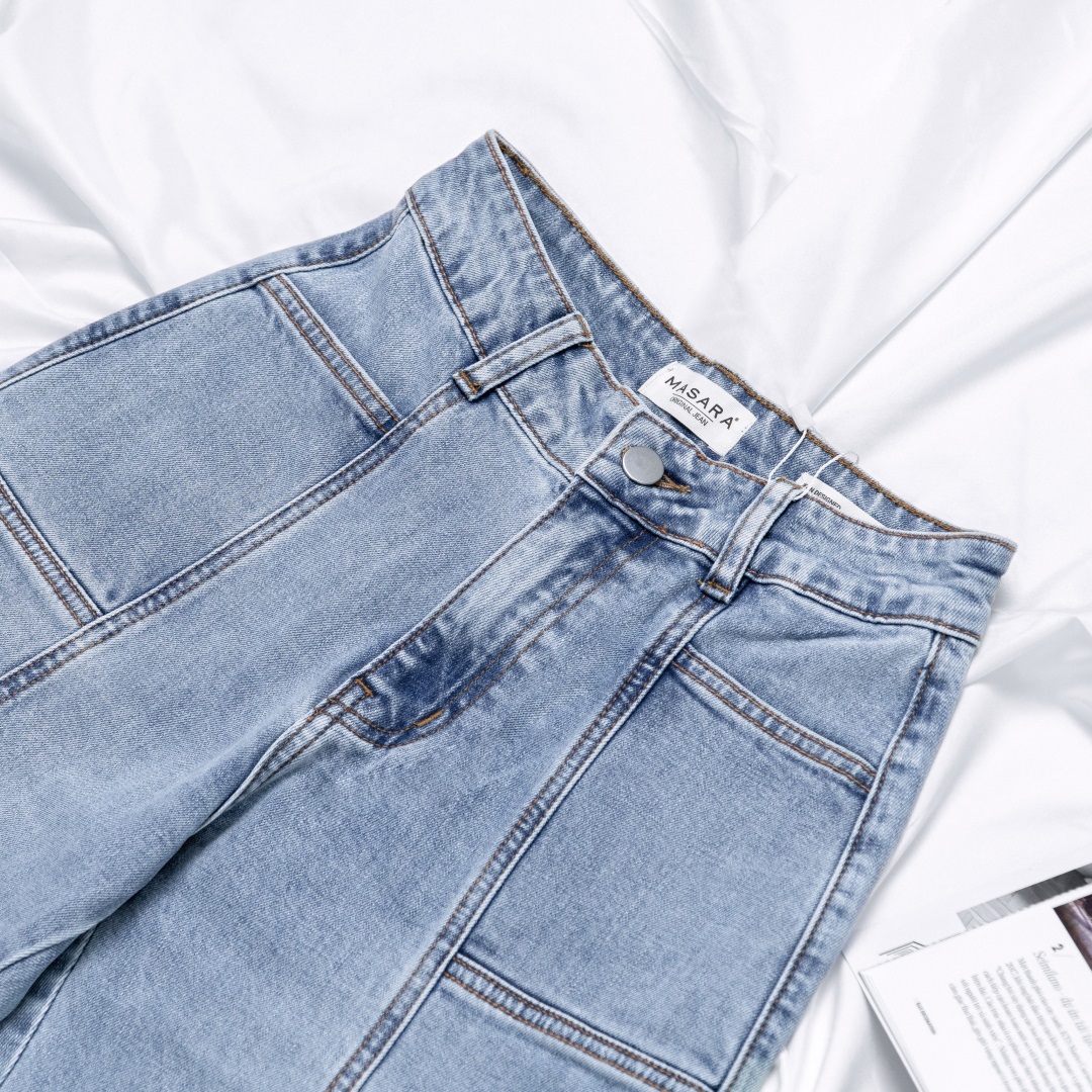QUẦN JEAN BAGGY CUT OUT MÀU XANH NHẠT