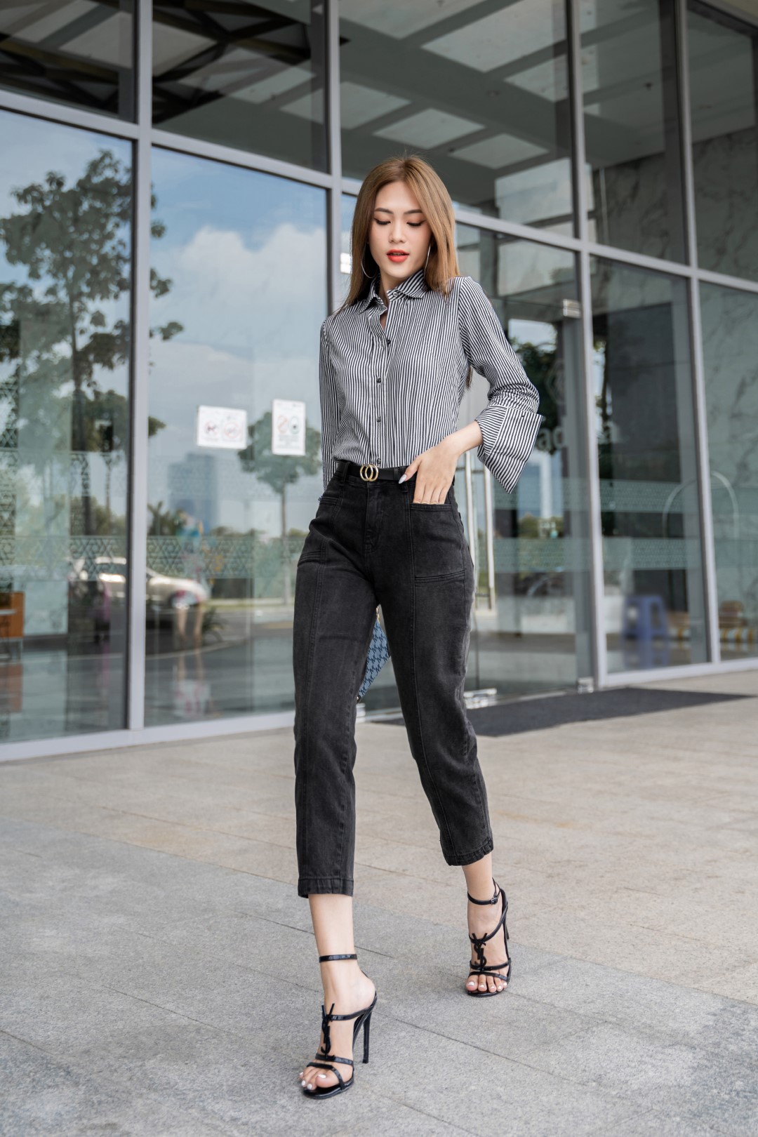 ÁO SƠ MI KẺ NHÍ - Đen -