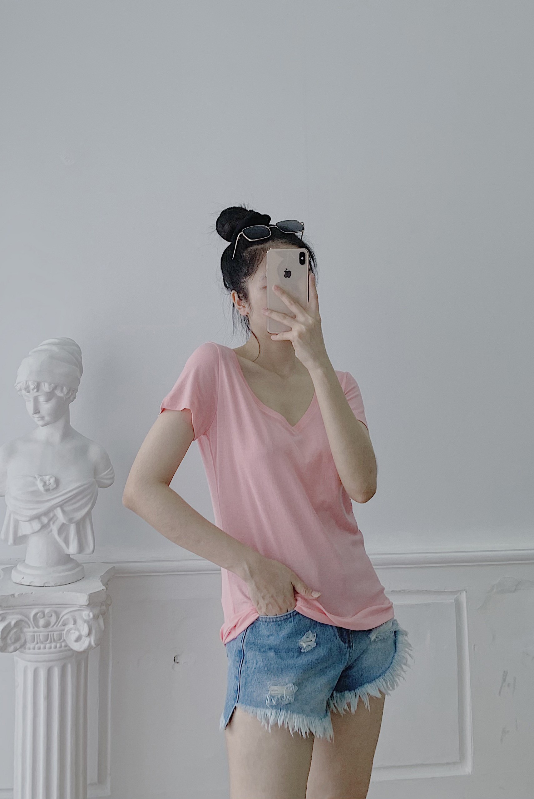 ÁO THUN CỔ TIM (HỒNG)