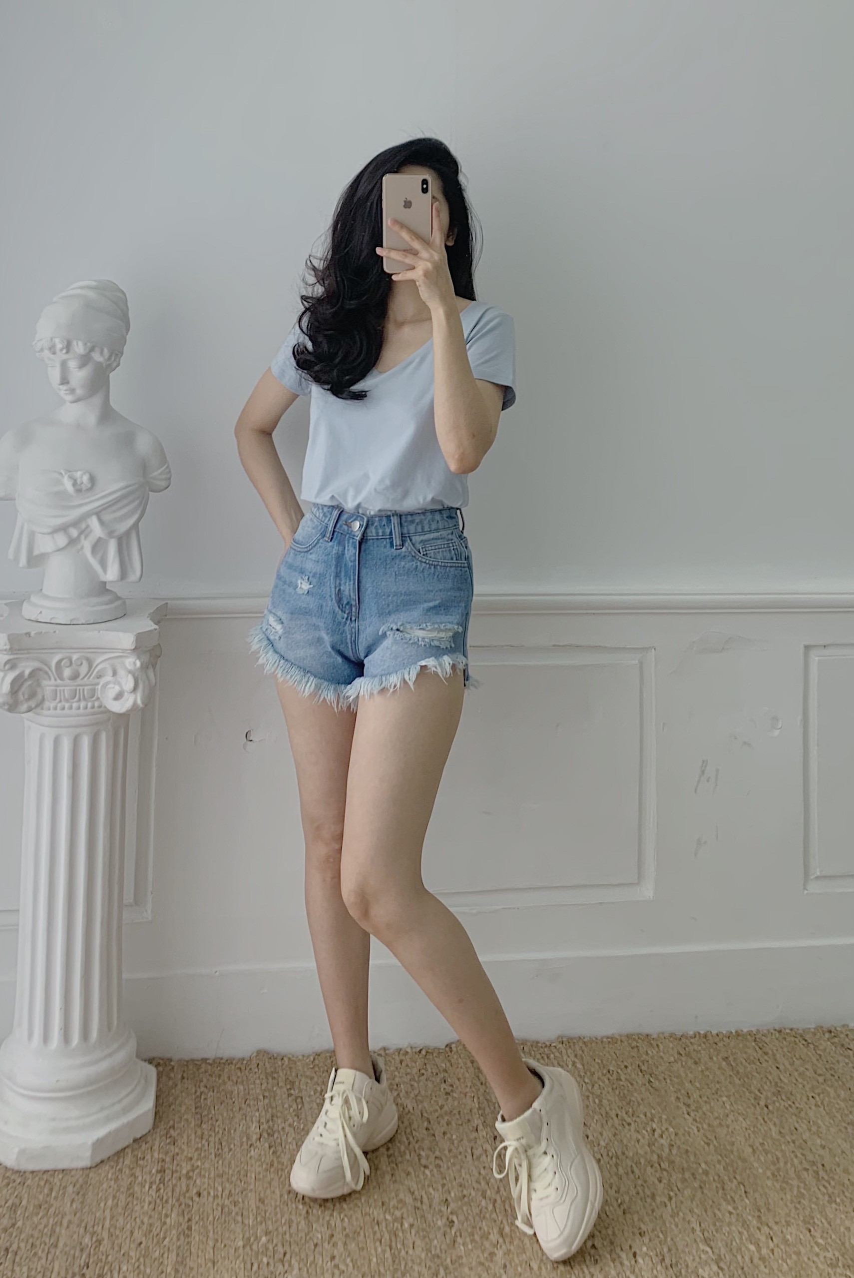 ÁO THUN CỔ TIM (XANH DƯƠNG)
